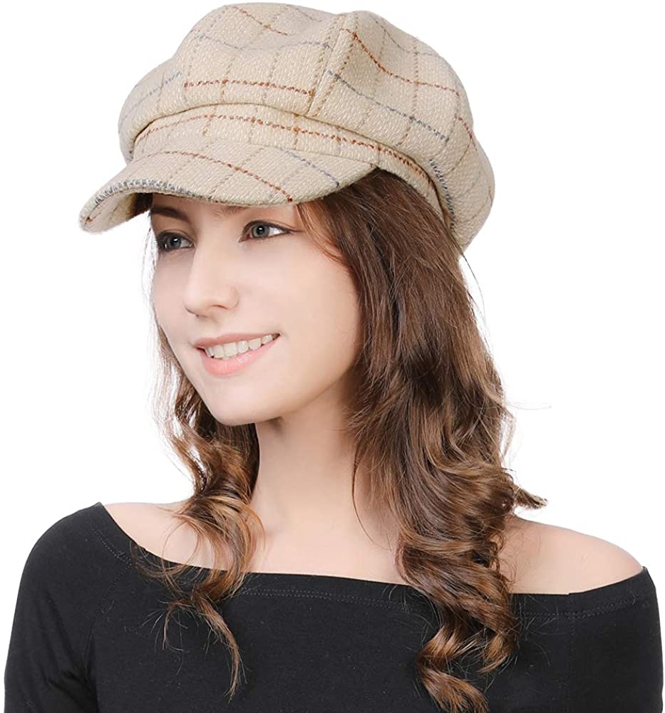 Womens Newsboy Cap Baker Berets Fisherman Conductor, 99952_beige, Size ...