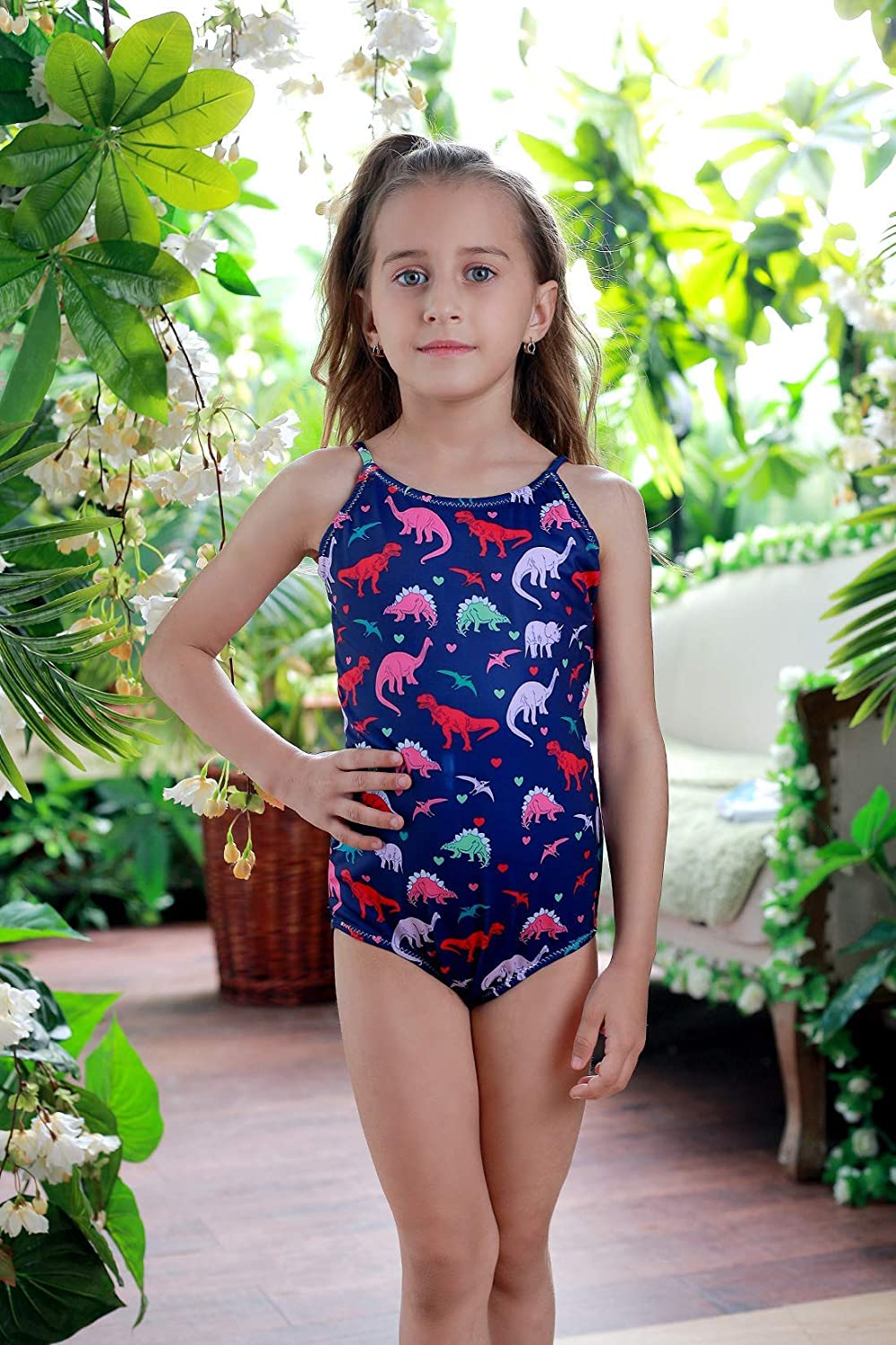 Goodstoworld 3-10 Years Girls One-Piece Swimwear Elasticity, Dinosaur ...