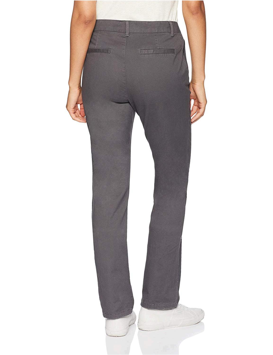 Essentials Women S Straight Fit Stretch Twill Chino Dark Grey Size Ebay