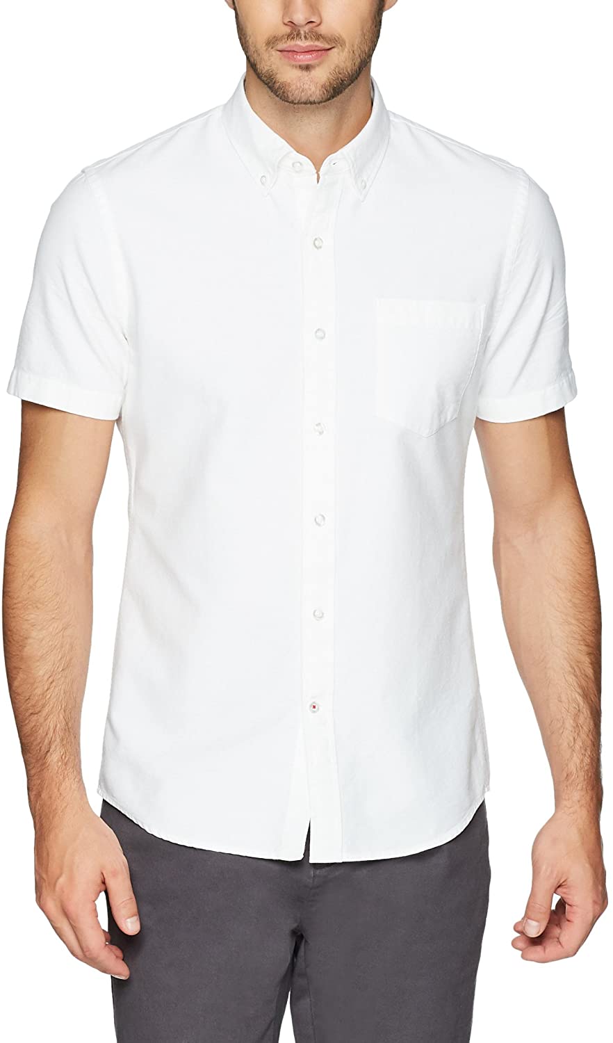 slim fit short sleeve white shirts