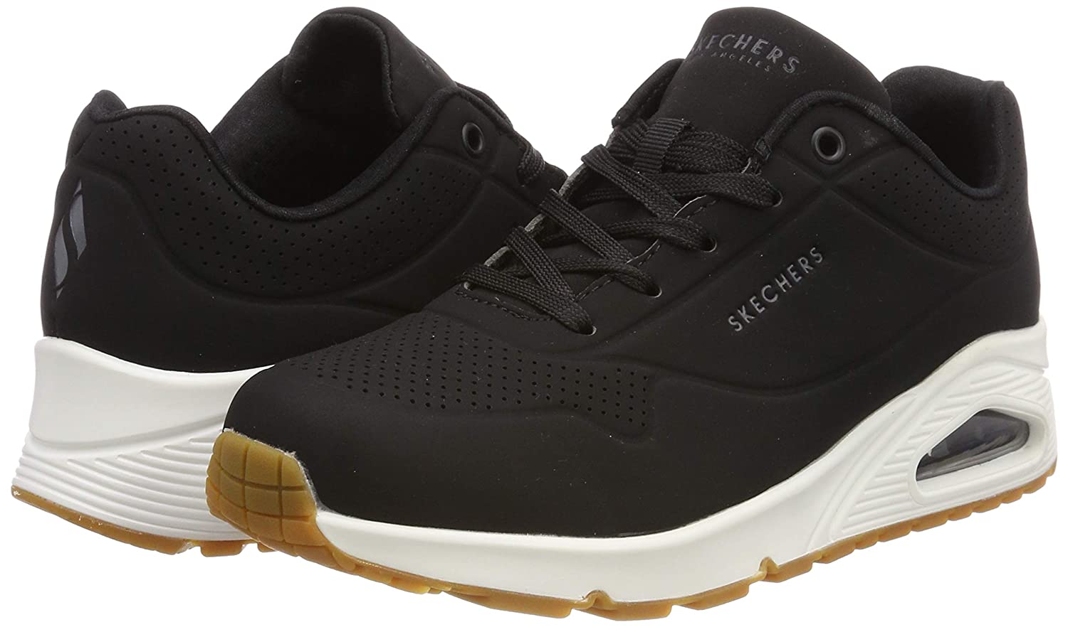 Skechers Womens Uno Stand on Air Low Top Lace Up Running, Black, Size ...
