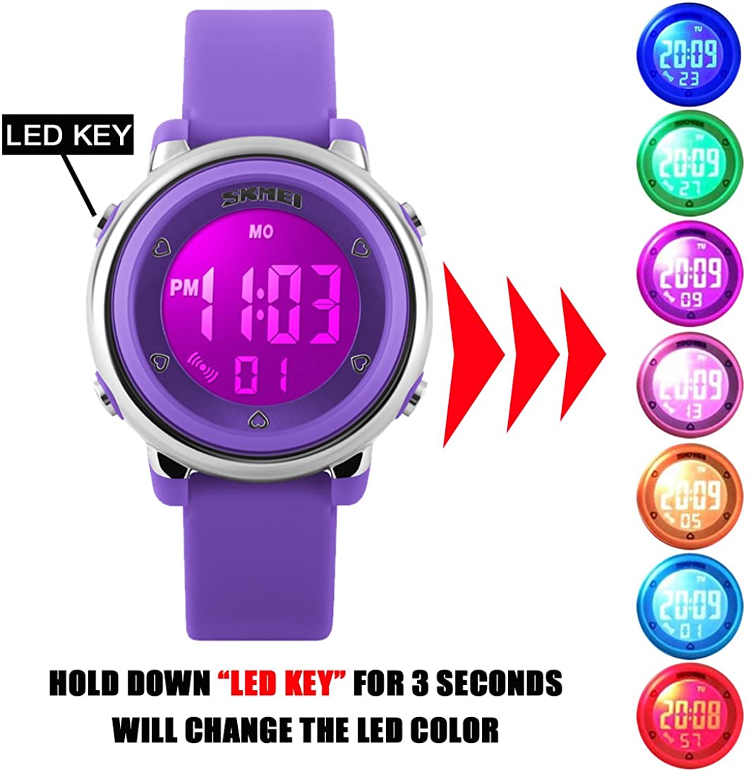 Kid Watch Multi Function 50M Waterproof Sport LED Alarm, Purple, Size ...