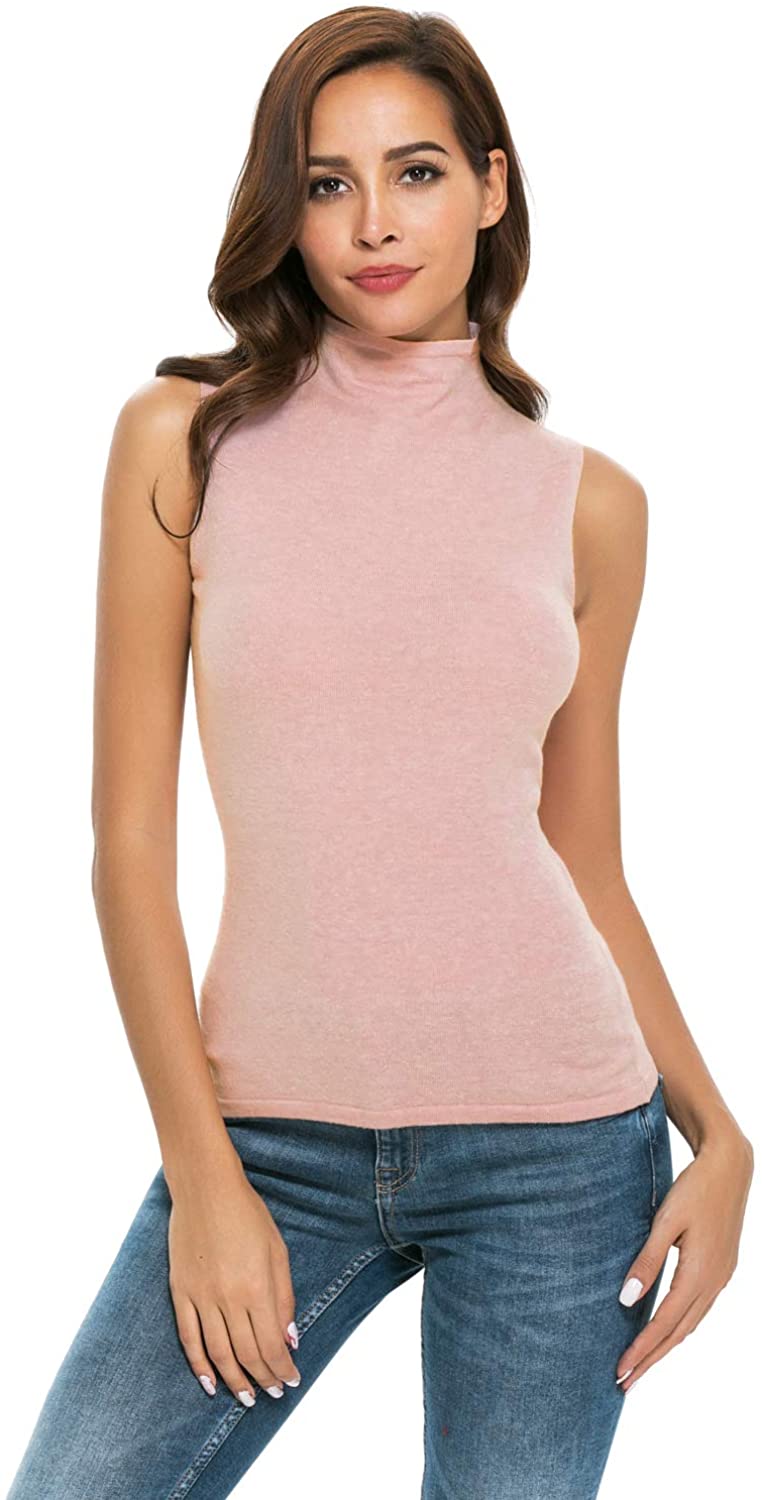 Download Nasperee Women Sleeveless High Mock Turtleneck Knit Pullover, Pink, Size Small o 673257587343 | eBay