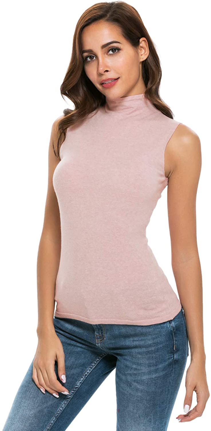 Download Nasperee Women Sleeveless High Mock Turtleneck Knit Pullover, Pink, Size Small o 673257587343 | eBay