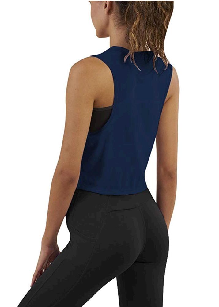 Mippo Women�s Sleeveless Crop Top High Neck Tank Top, Navy Mippo Women�s Sleeveless Crop Top High Neck Tank Top, Navy