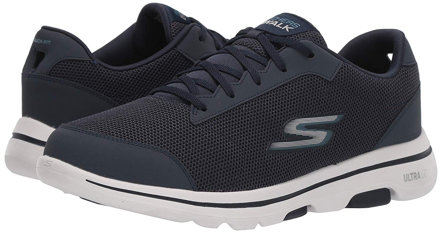 Skechers Mens Go walk 5 Fabric Low Top Lace Up Walking, Navy/Blue, Size ...