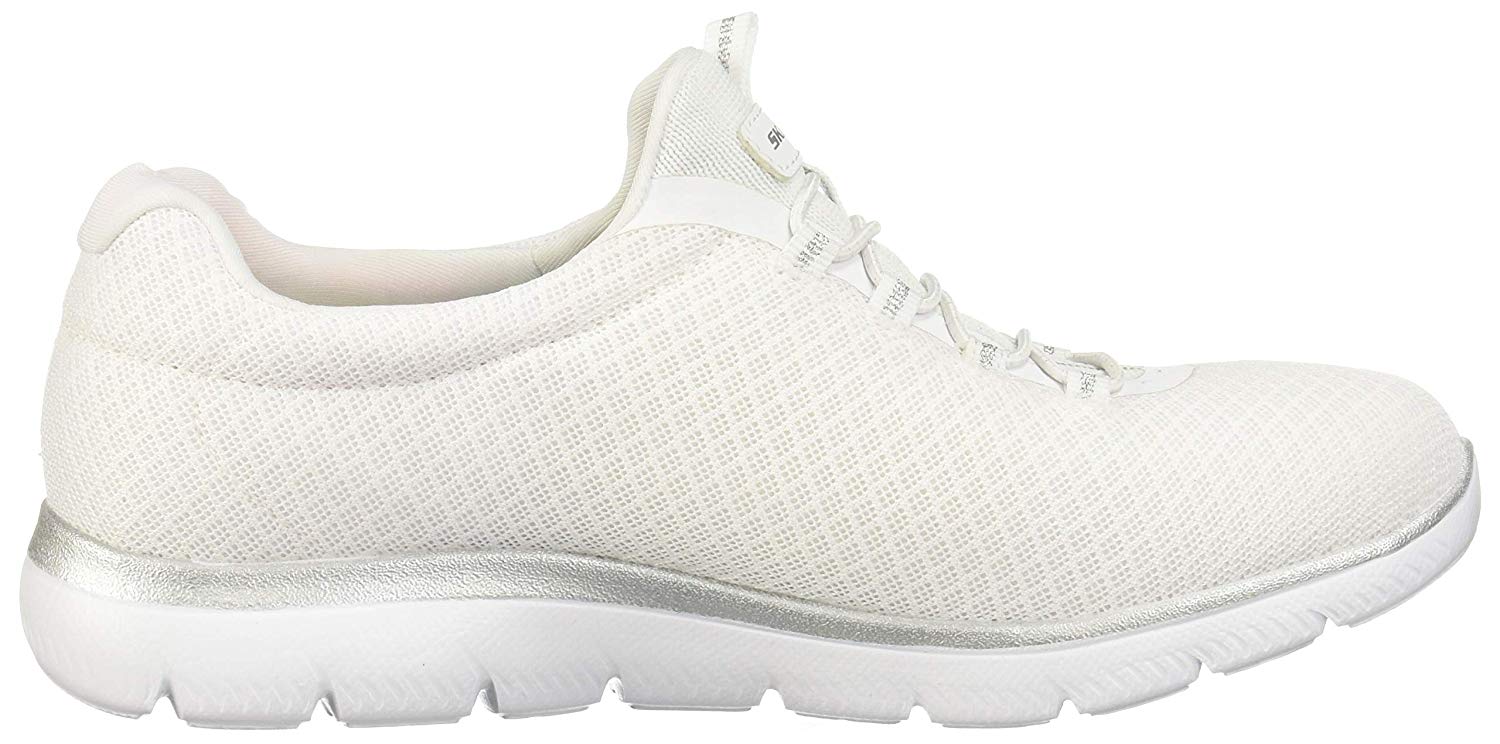 Skechers Womens Summits Low Top Bungee Fashion Sneakers, White/Silver, Size 9.0 | eBay