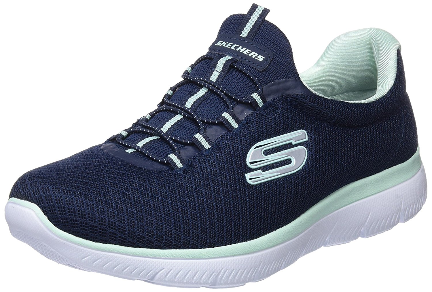 Skechers Womens Summits Low Top Bungee Fashion Sneakers, Navy Aqua ...