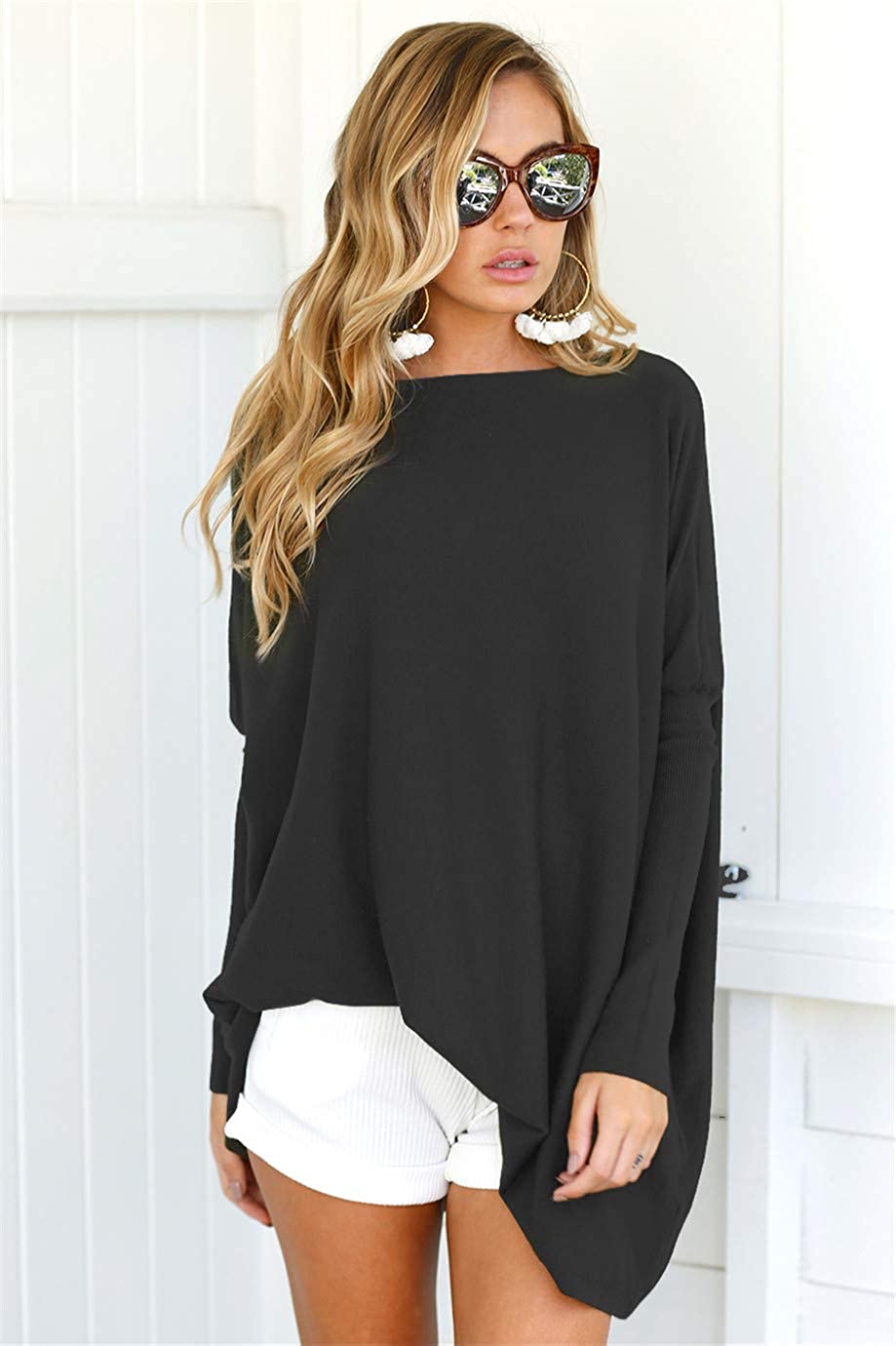 LIYOHON Women's Tunic Tops for Leggings Casual Oversized, Yhblack