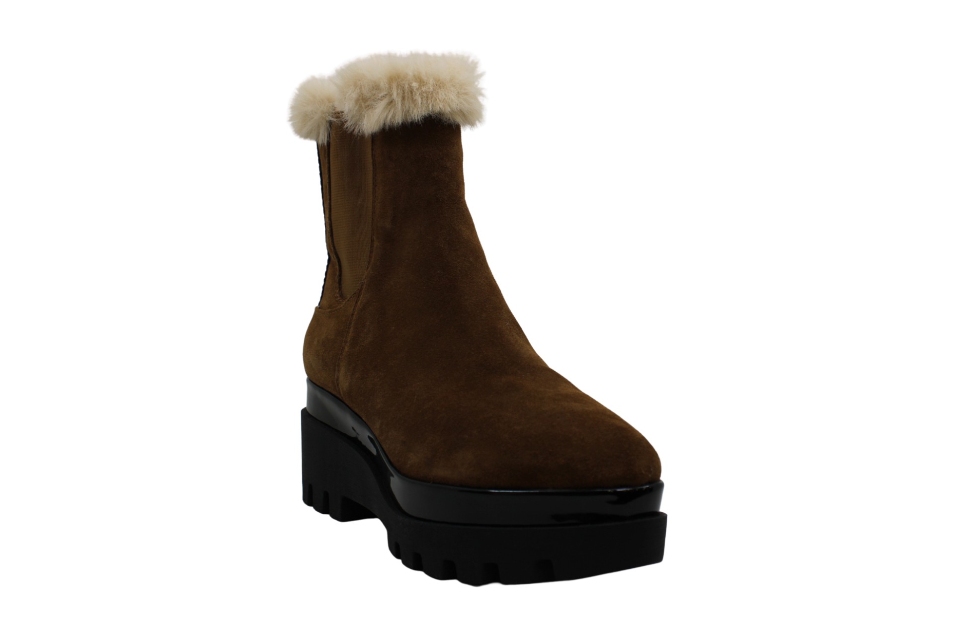 wedge booties with fur