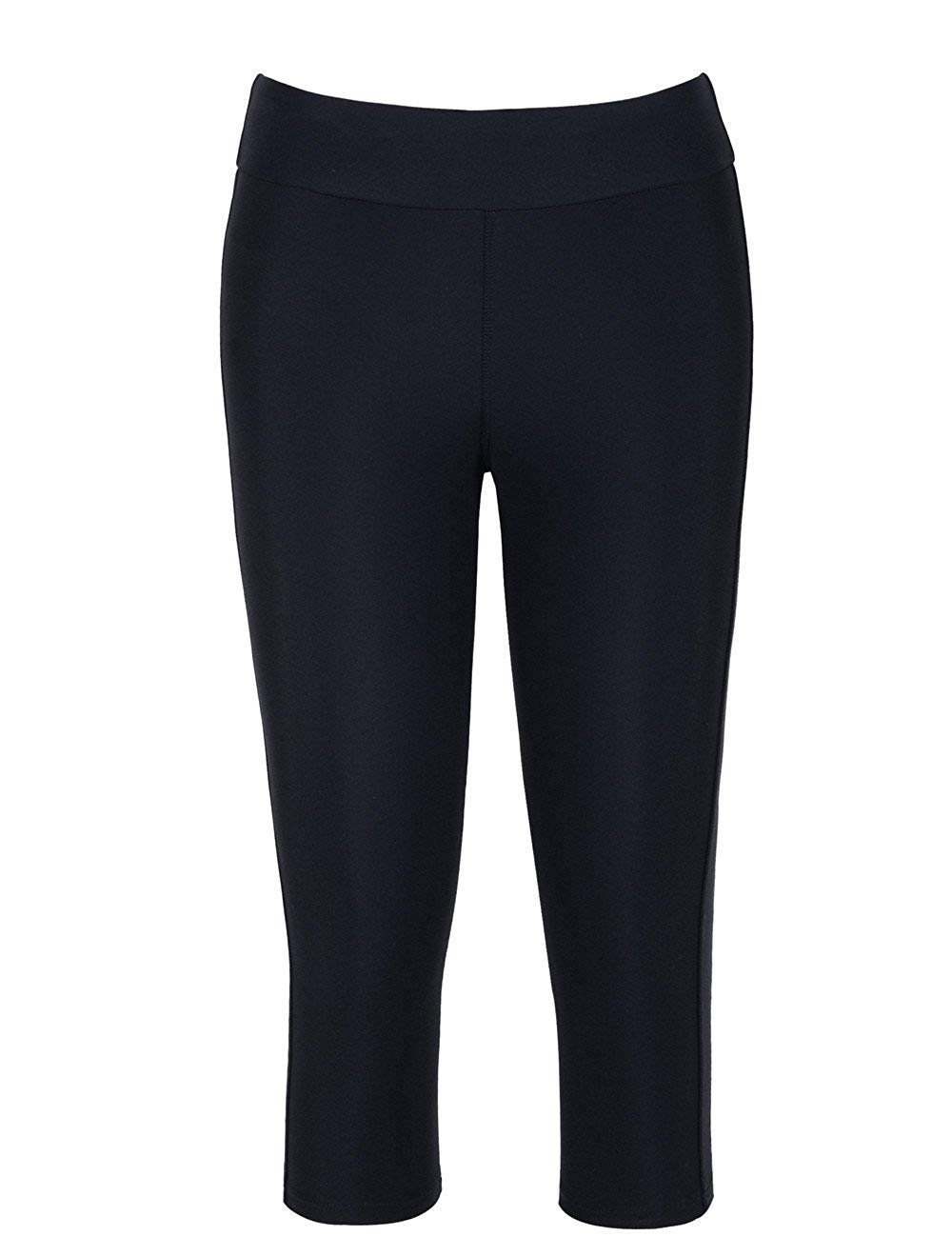 Hilor Women's UV Rash Guard Pants Crop Swim Leggings Sports, Black 1 ...