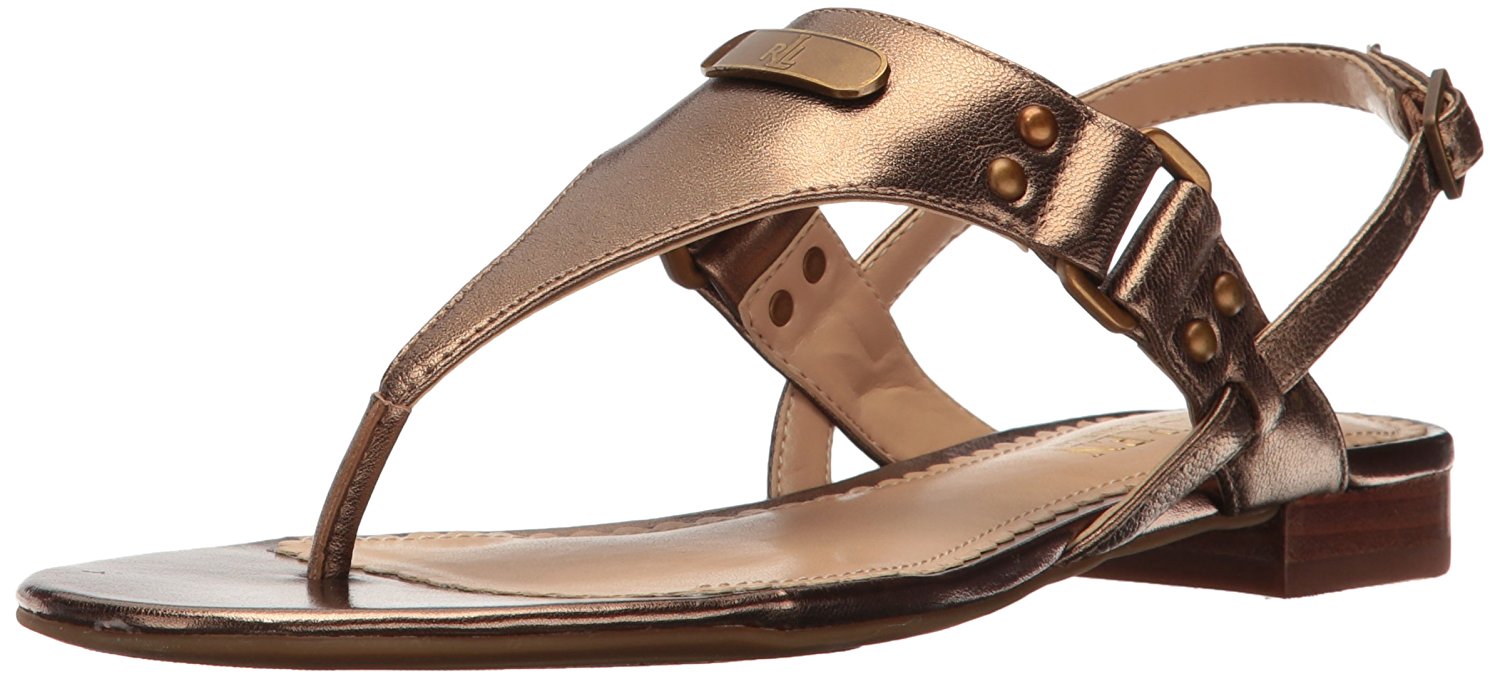 LAUREN by Ralph Lauren Womens Valinda Leather Open Toe Casual Gold Size 55 LAUREN by Ralph Lauren Womens Valinda Leather Open Toe Casual Gold Size 55