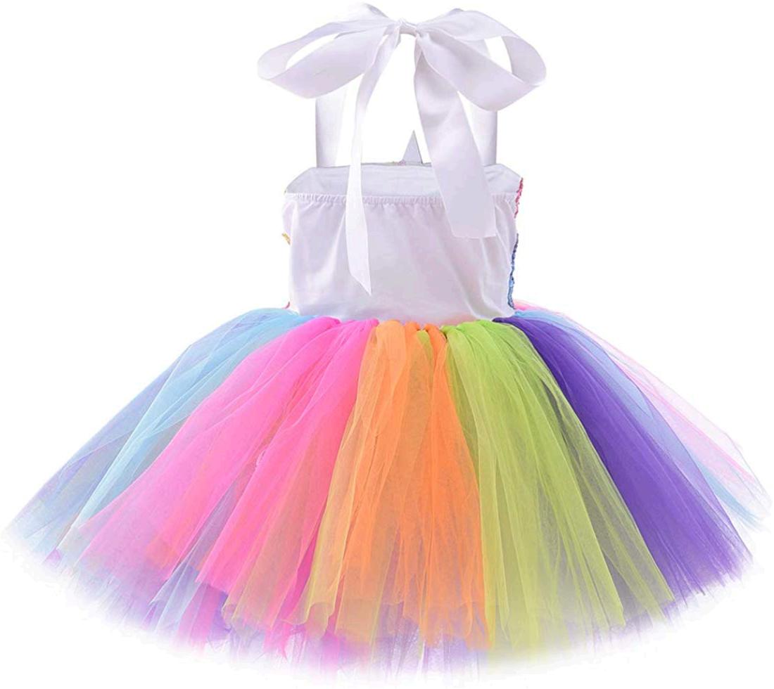 HJTT Rainbow Unicorn Tutu Dress for Girls, Rainbow Sequins ...