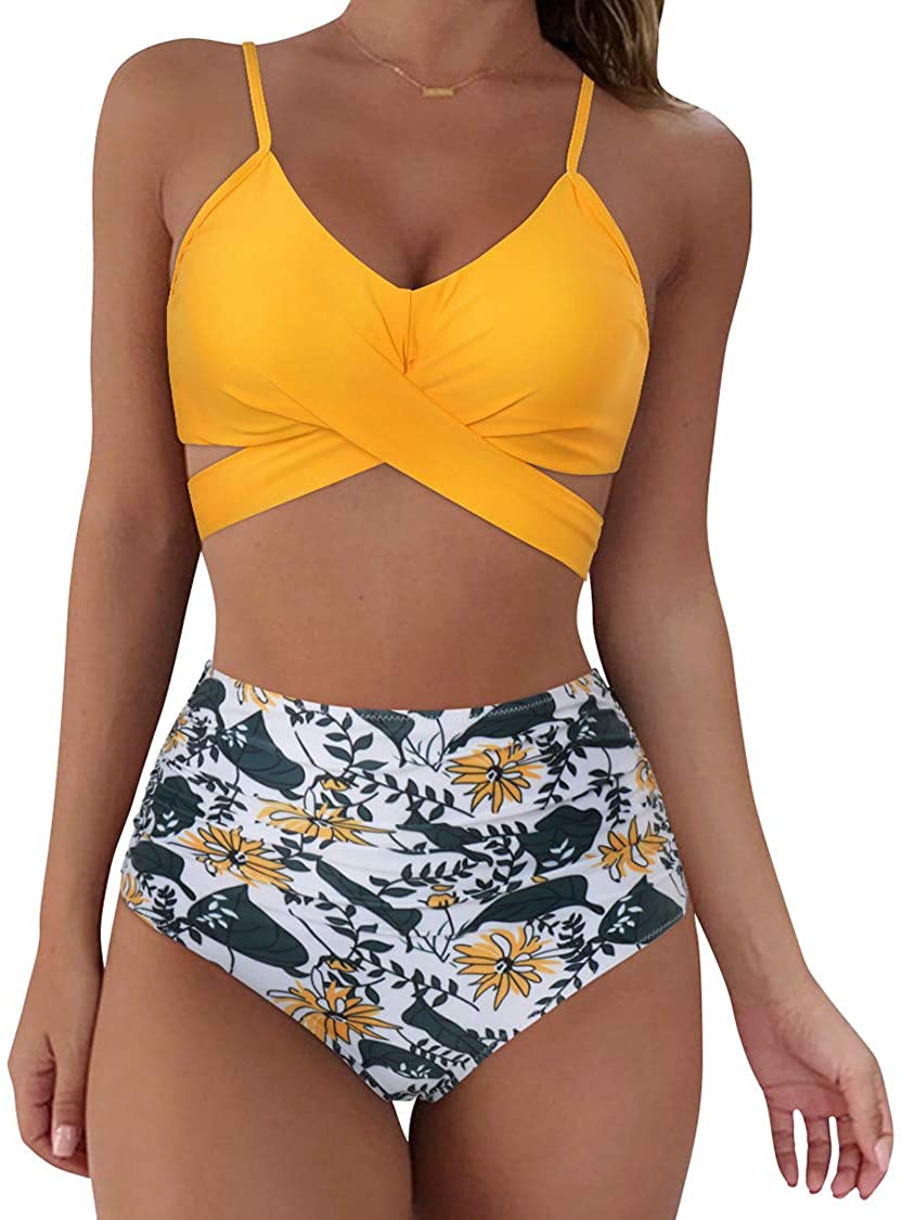 Suuksess Women Wrap Bikini Set Push Up High Waisted 2 Piece Yellow Size 4 0 Xj Ebay