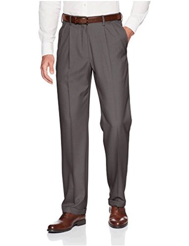 haggar men's premium comfort classic fit pleat expandable waist pant