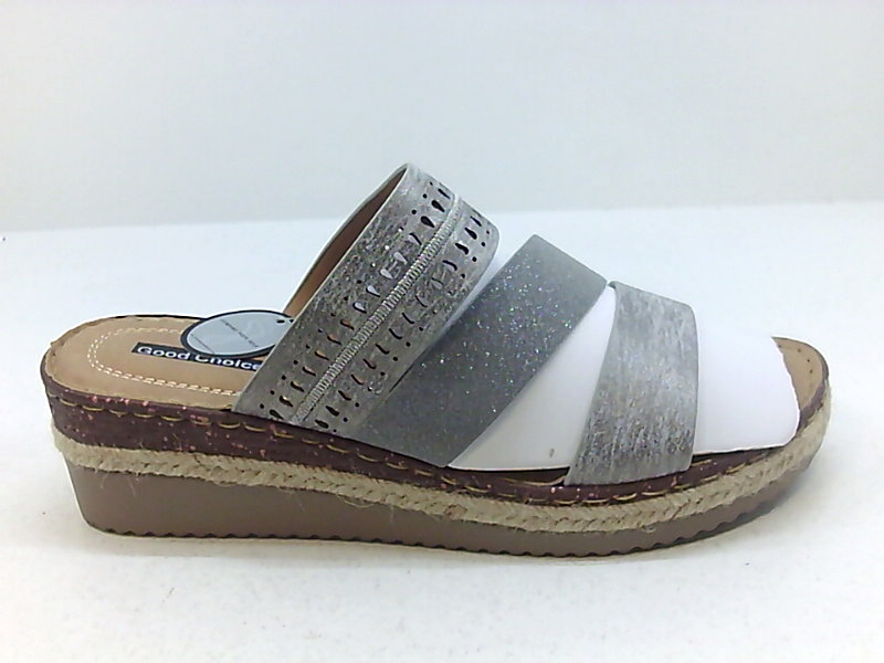Good Choice Women's Shoes Wedged Sandals, Silver, Size 7.5
