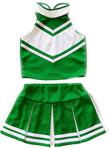 Little Girls' Cheerleader Cheerleading Outfit Uniform, Green/White ...