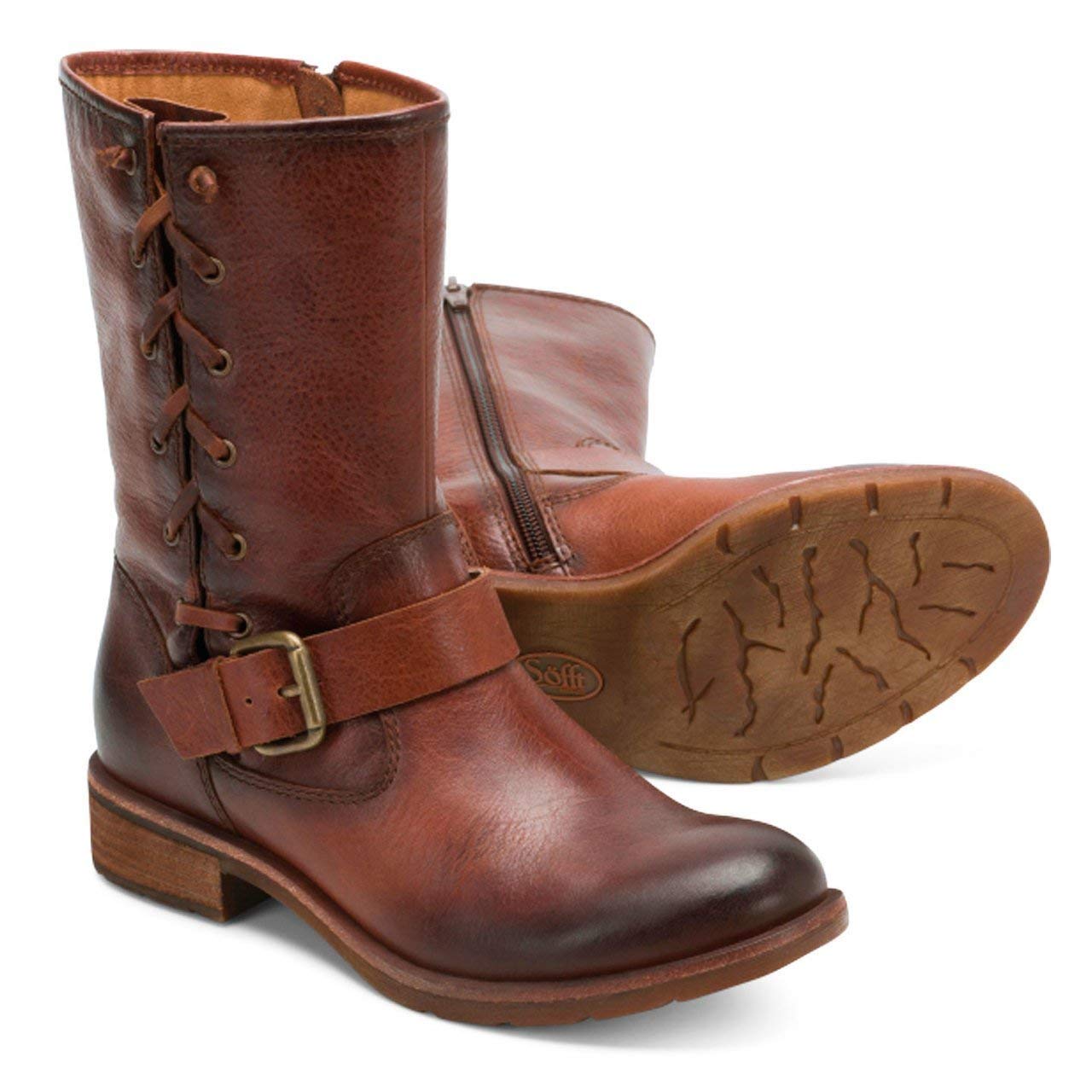 round toe calf high boots