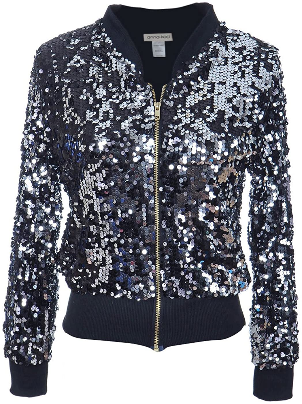 Download Anna-Kaci Womens Sequin Long Sleeve Front Zip Jacket with ...