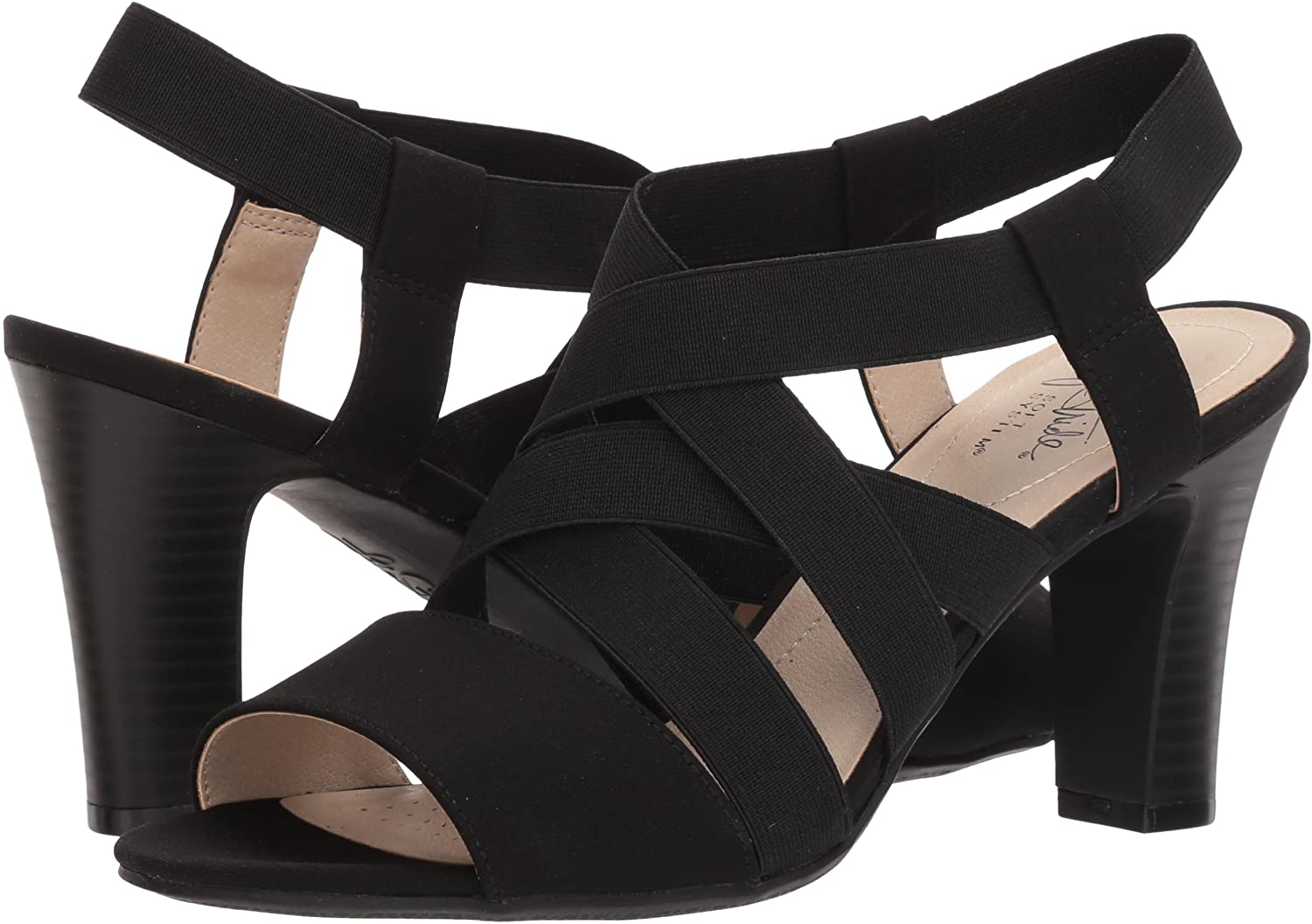 LifeStride Women's Shoes Charlotte Fabric Open Toe Casual Mule, Black ...