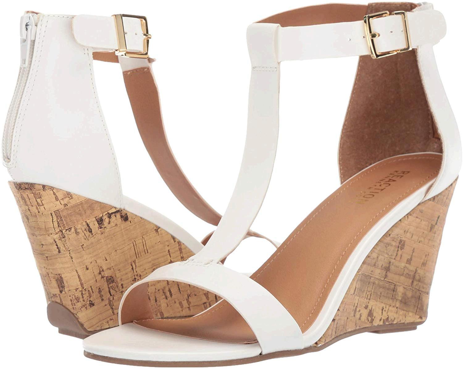 white t strap wedge sandals