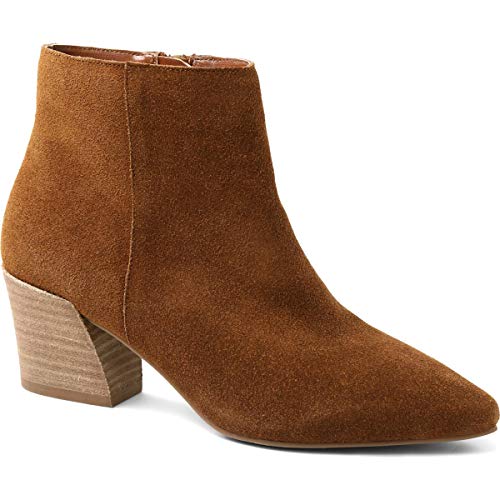 stacked heel suede boot