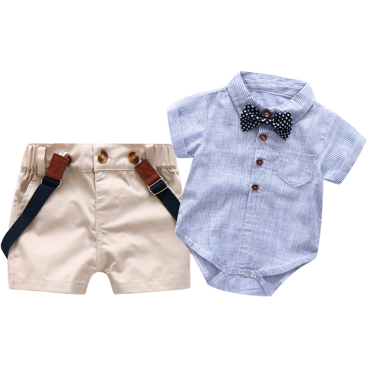 Baby Boys Gentleman Outfits Suits, Infant Blue ShirtBib, Blue, Size 12
