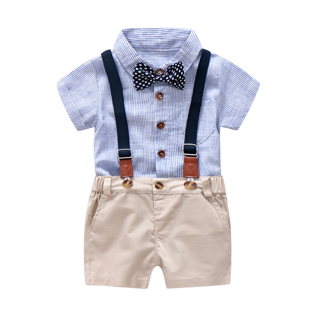 Baby Boys Gentleman Outfits Suits, Infant Blue ShirtBib, Blue, Size 12