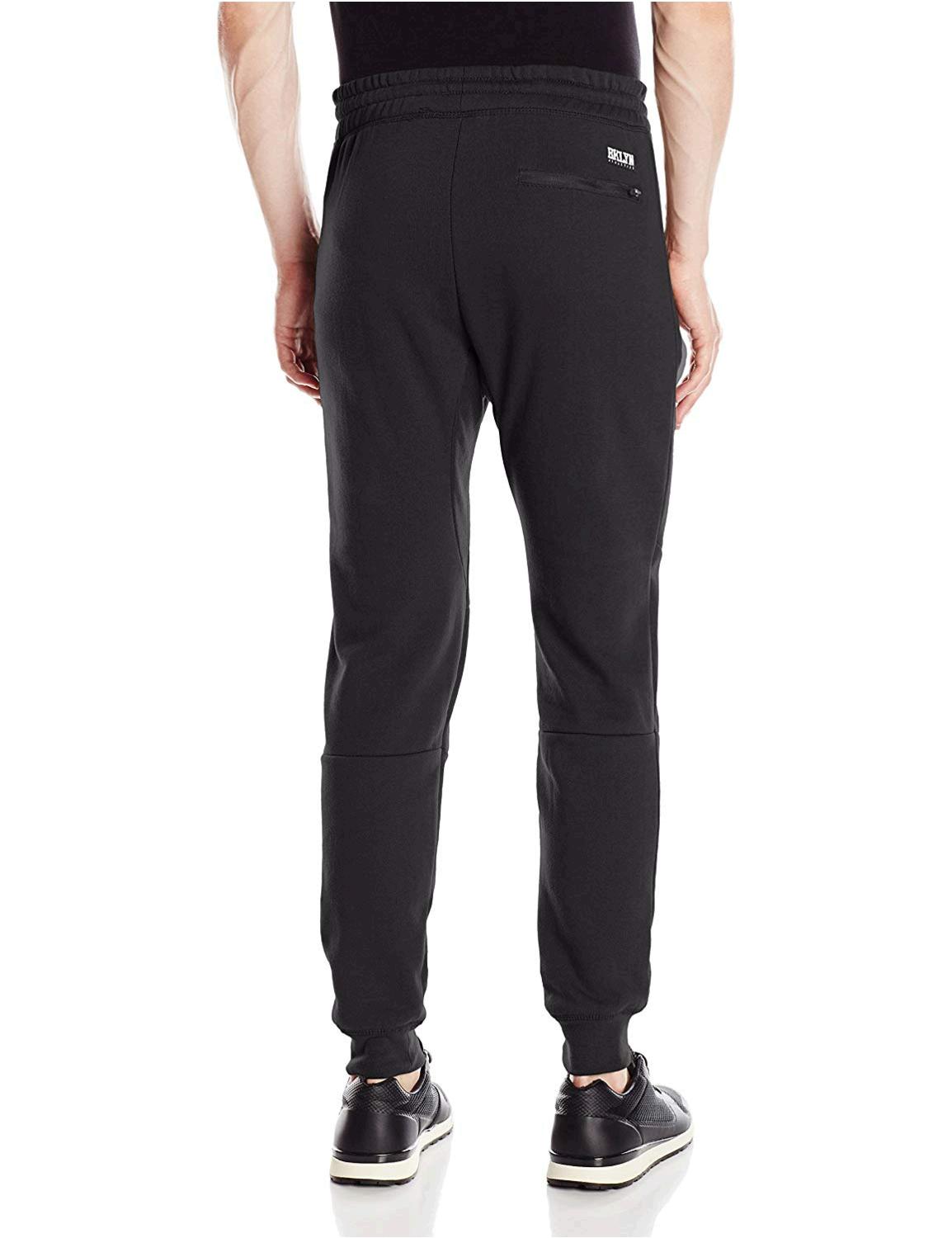 Brooklyn Athletics Men's Fleece Jogger Pants Active, Solid Black, Size ...