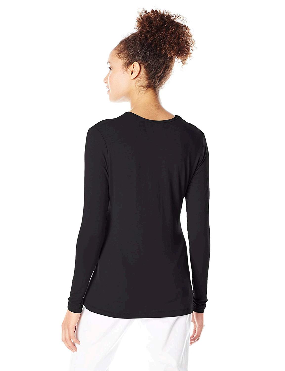 Cherokee Women's Long Sleeve Knit Shirt, Black, Large, Black, Size ...