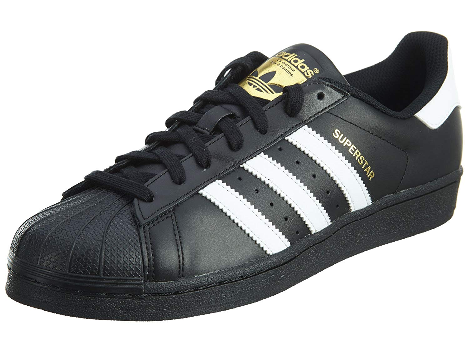Adidas Mens Superstar Leather Low Top Lace Up, Black/White/Black, Size ...