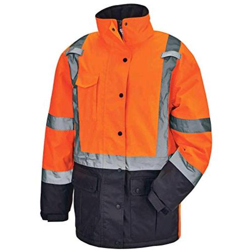 High Visibility Reflective Winter Safety Jacket,, Orange, Size XX-Large ...