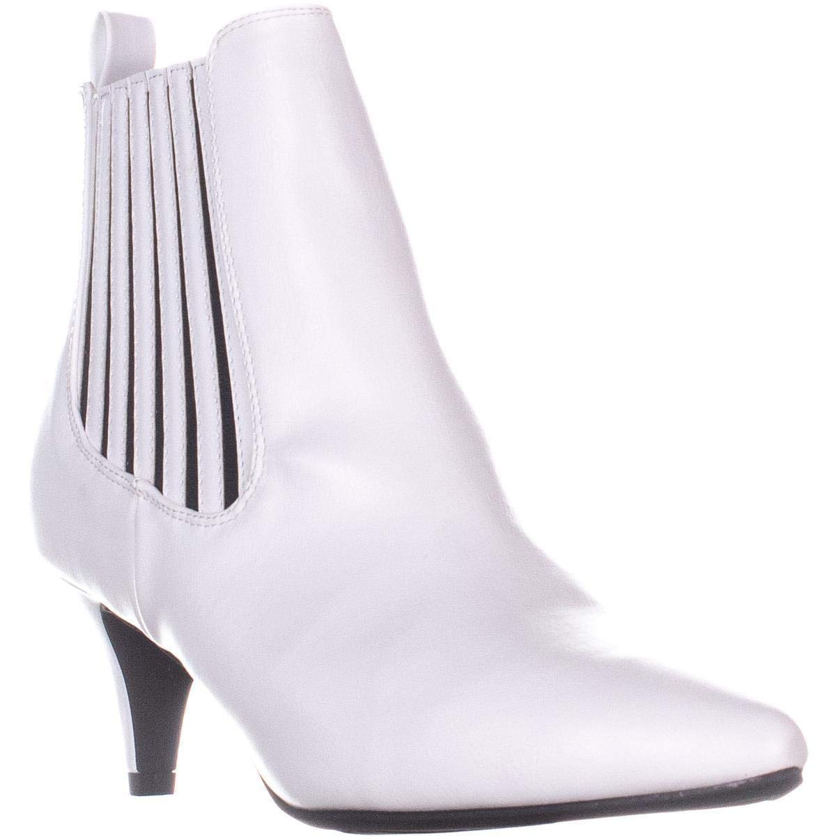 white pointed toe booties