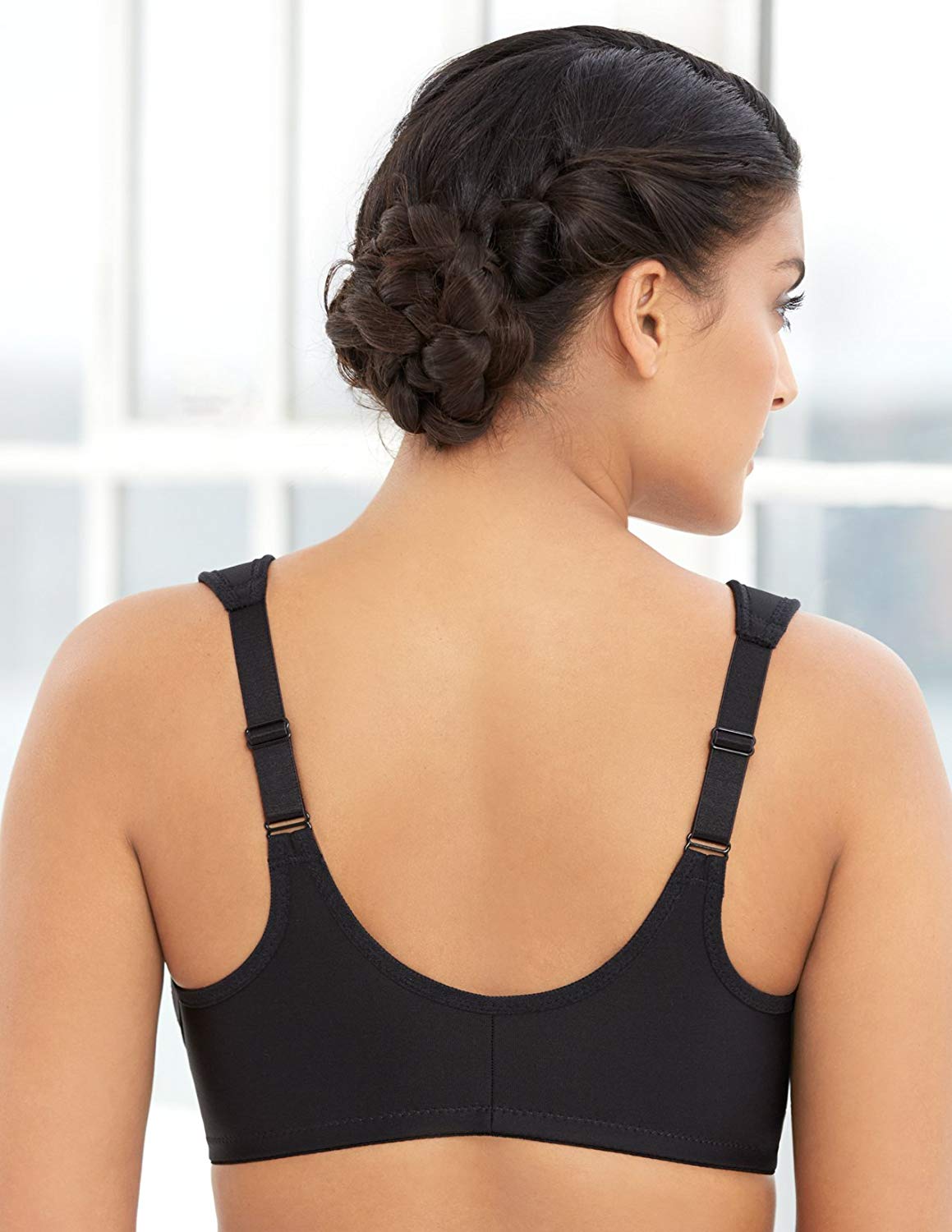 Glamorise Women's Plus Size Full Figure Wonderwire Front Close, Blk