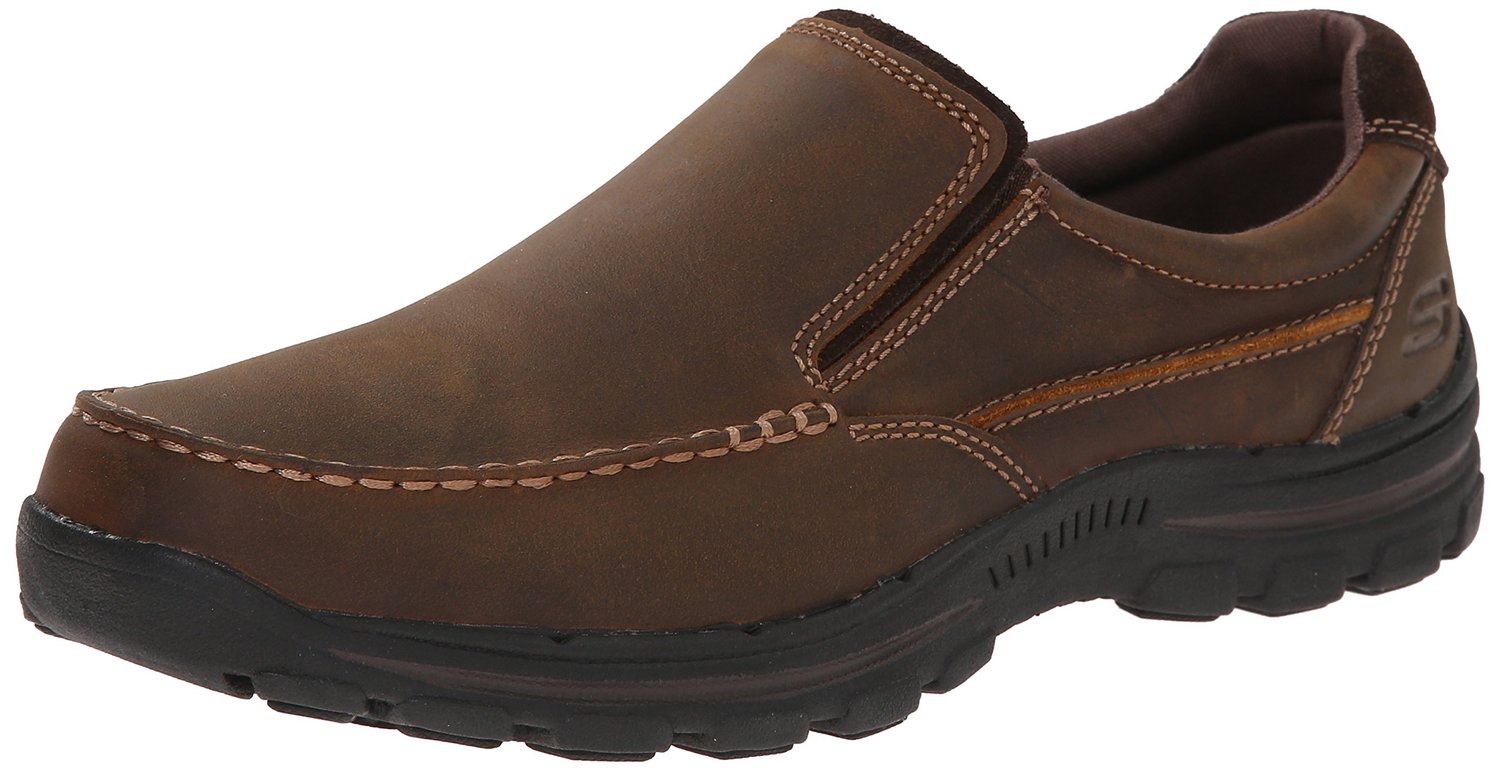 Skechers Mens Braver Rayland Leather Round Toe Slip On Shoes, Brown ...