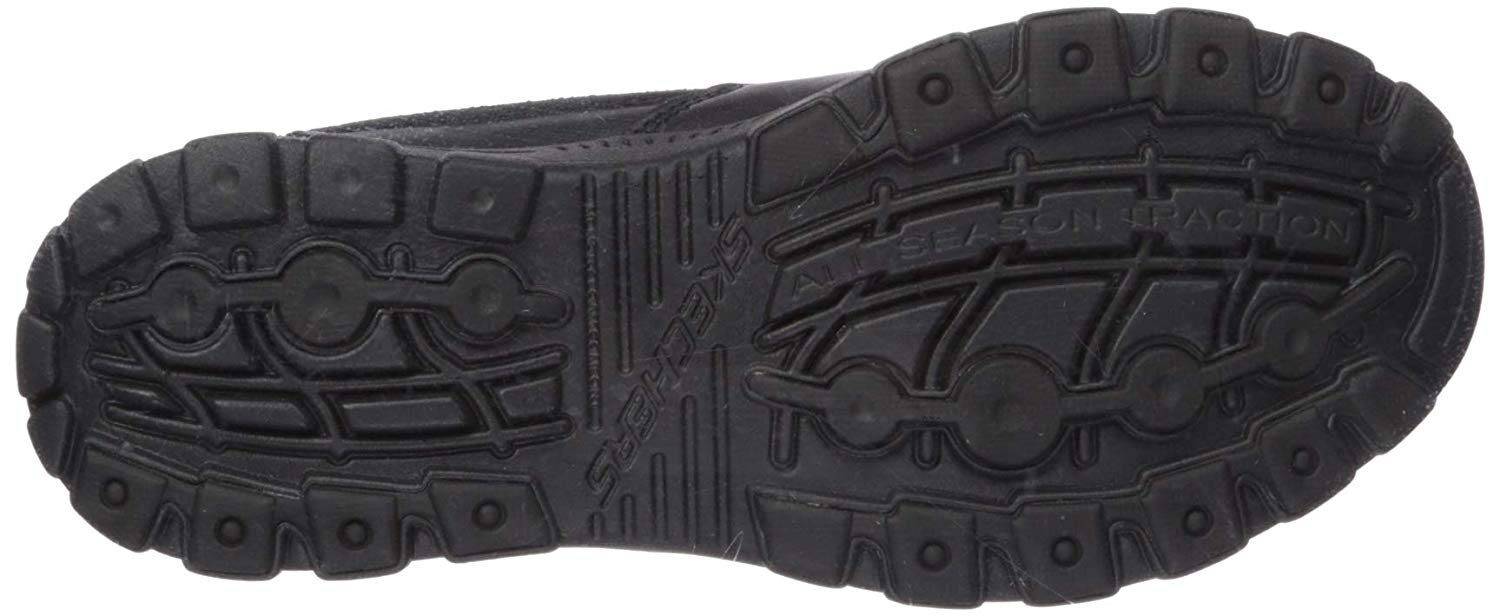 skechers black leather slip on