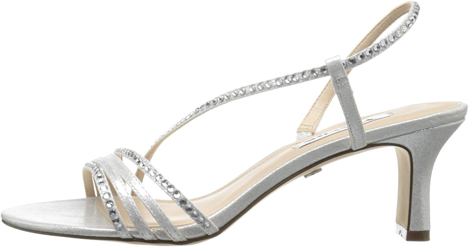 Nina Womens Gerri Open Toe Bridal Slingback Sandals, Silver, Size 10.0 ...