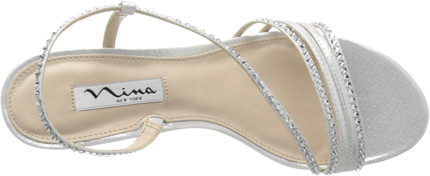 Nina Womens Gerri Open Toe Bridal Slingback Sandals, Silver, Size 10.0 ...