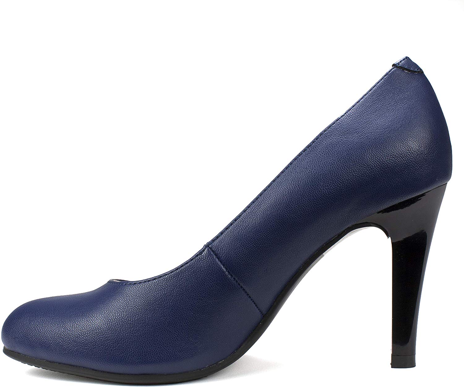 Rialto Womens Coline Fabric Round Toe Classic Pumps, Navy Smooth, Size
