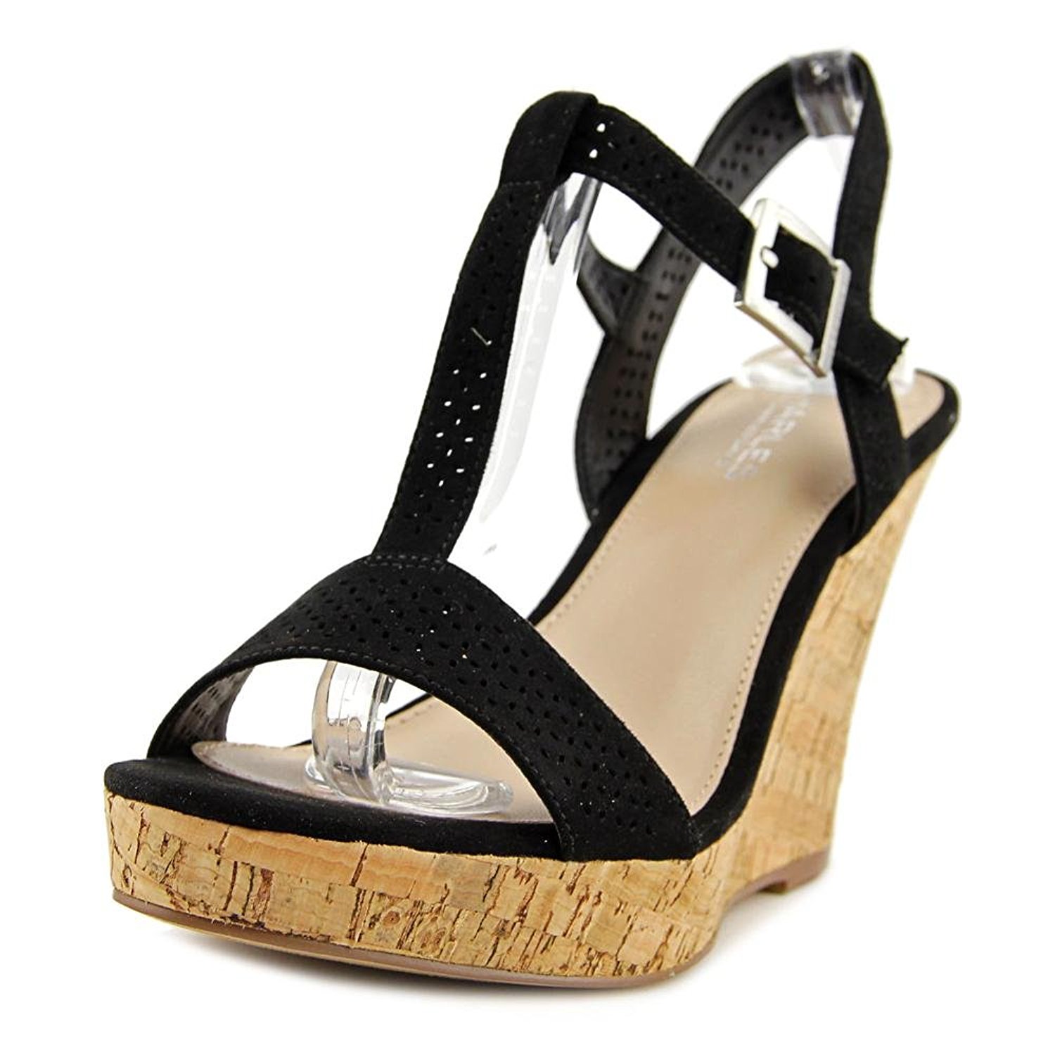 Charles by Charles David Womens law Open Toe TStrap Black Microsuede Size 85 Charles by Charles David Womens law Open Toe TStrap Black Microsuede Size 85