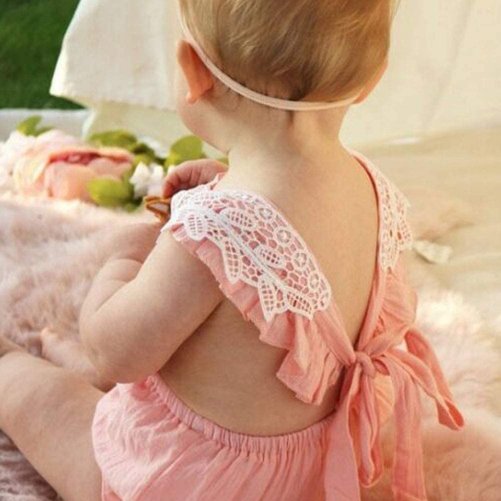Cute Infant Newborn Baby Girl Lace Ruffle Romper Jumpsuit, Apink, Size