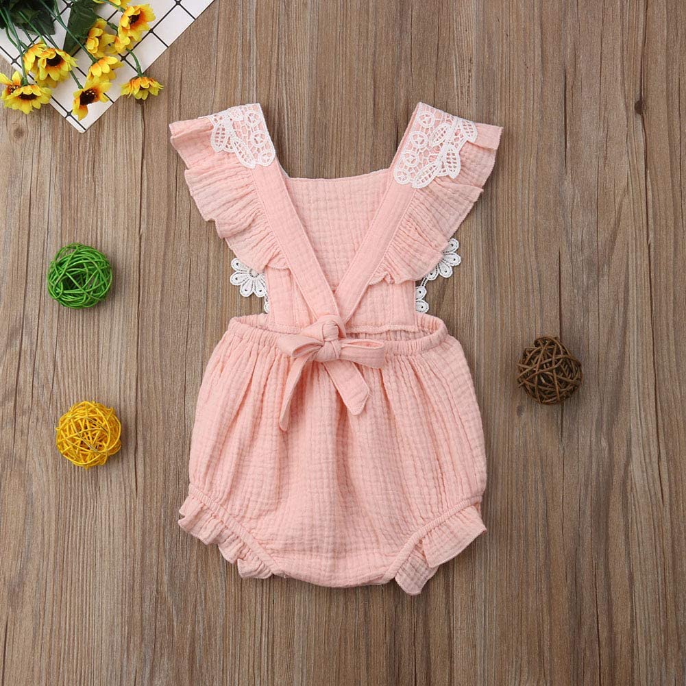 Cute Infant Newborn Baby Girl Lace Ruffle Romper Jumpsuit, A-pink, Size ...