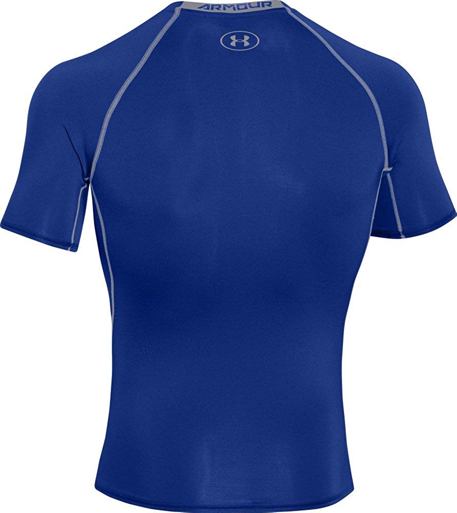 HeatGear Armour Short Sleeve Compression Shirt, Royal (400)/Steel, Size ...