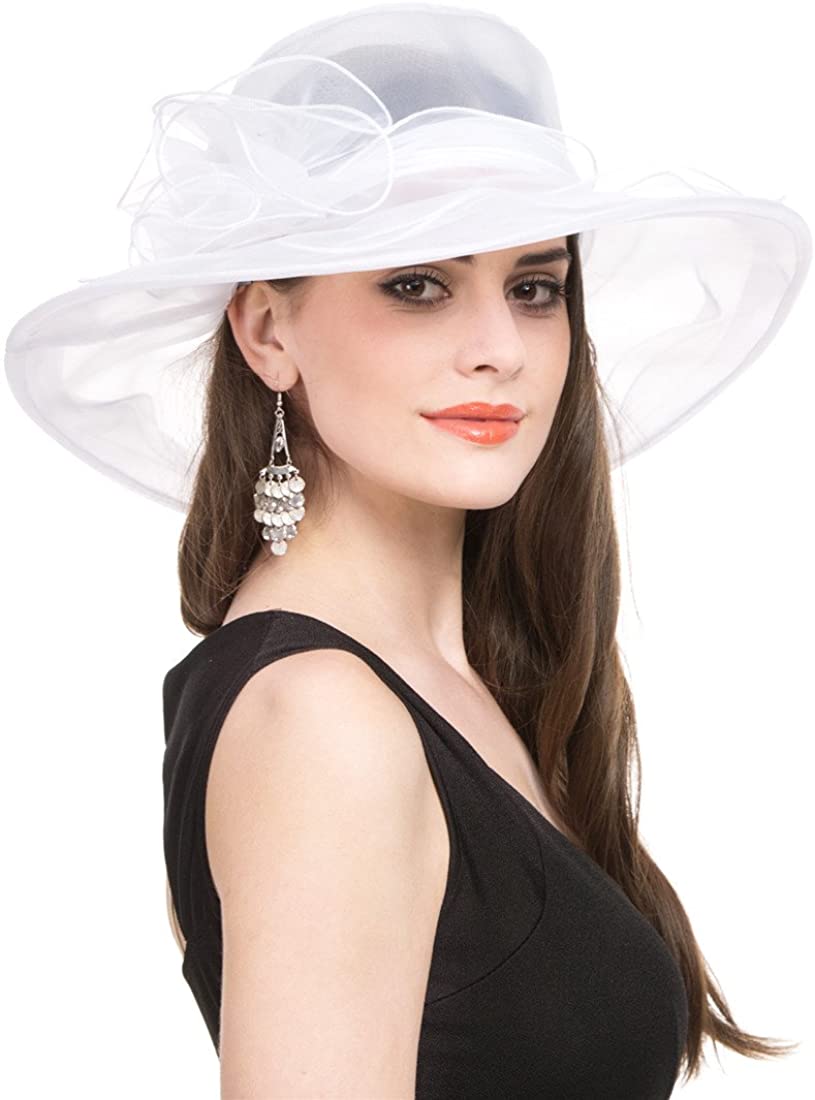 SAFERIN Women's Organza Church Kentucky Derby Fascinator Bridal, White ...