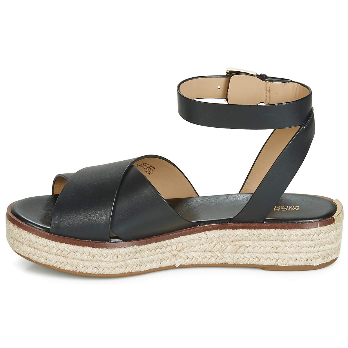 Michael Kors Women's Abbott Black Leather Sandal, Black, Size 9.0 pkBl | eBay