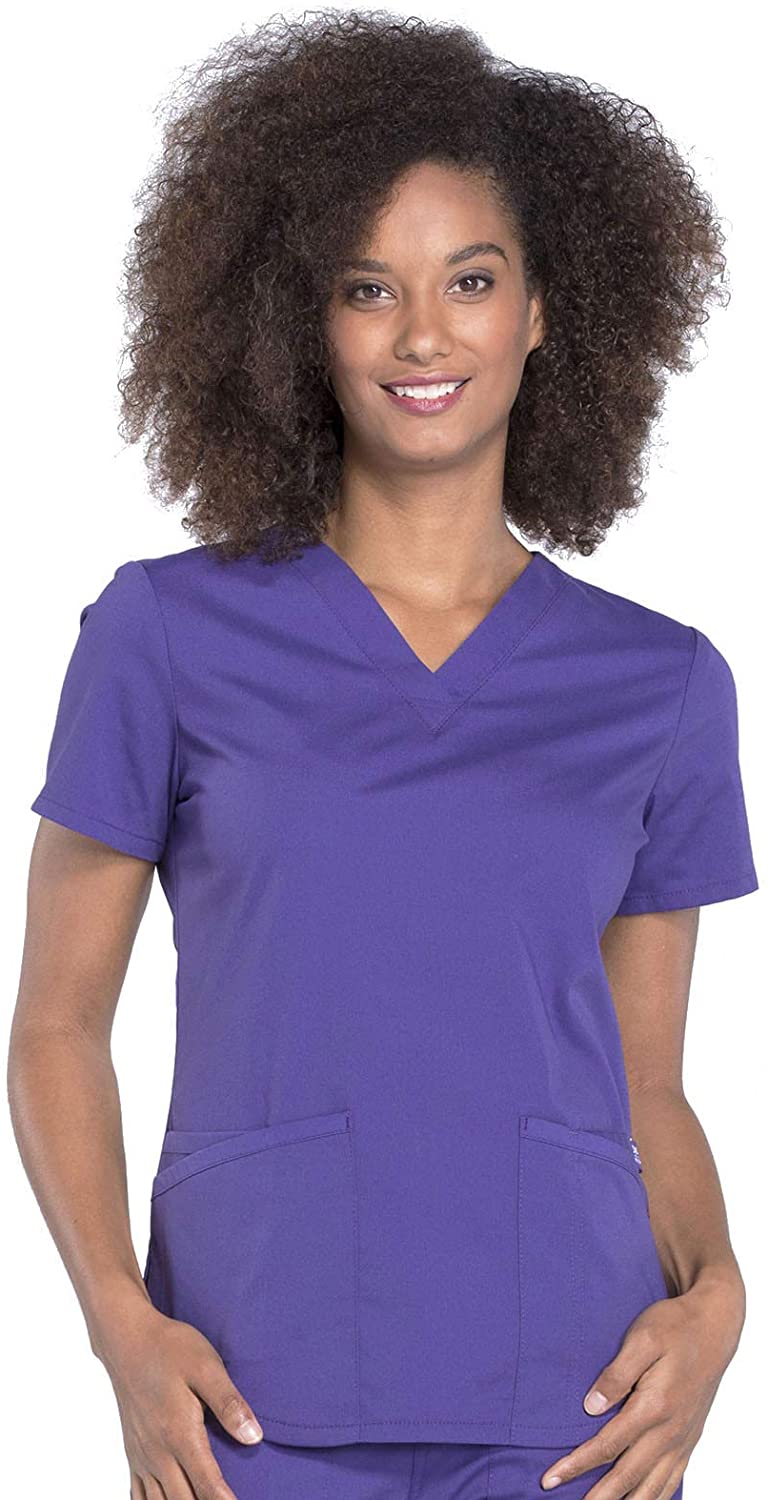 CHEROKEE Workwear Professionals VNeck Scrub Top, Grape, Size Medium