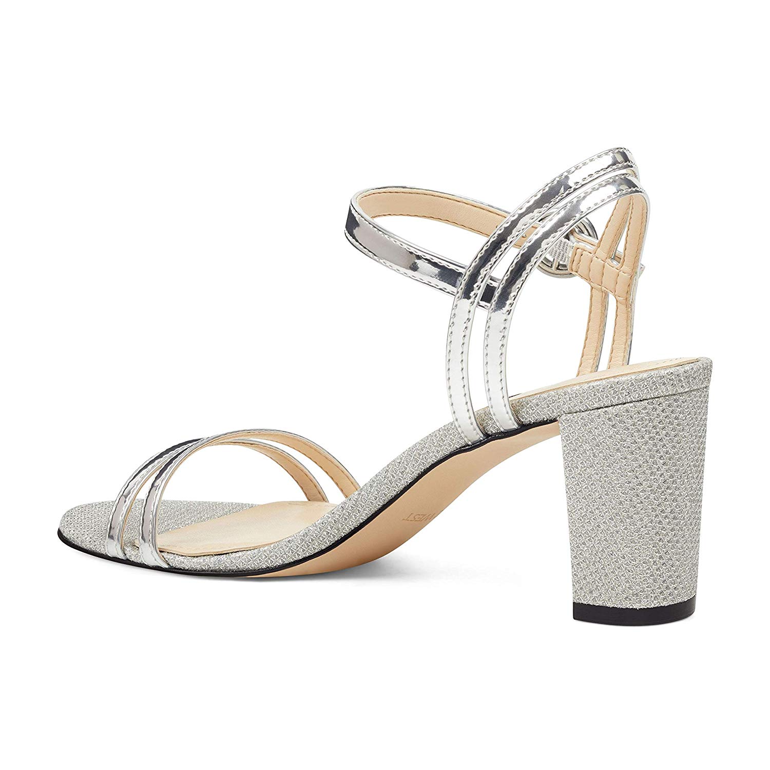 Nine West Womens PIPER3 Open Toe Bridal Ankle Strap Sandals, Silver ...