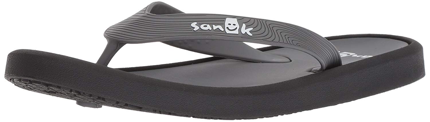 grey sanuk flip flops