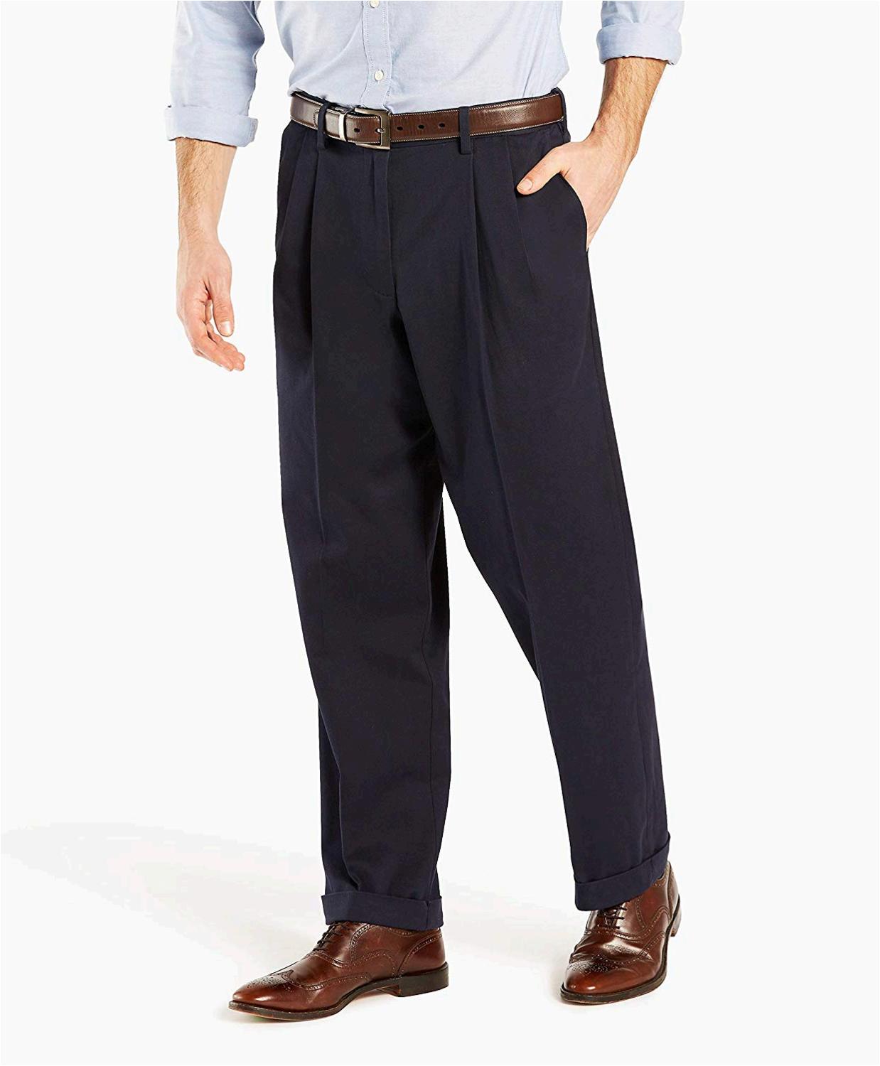 Dockers Men's Relaxed Fit Comfort Khaki Cuffed, Blue, Size 38W x 30L