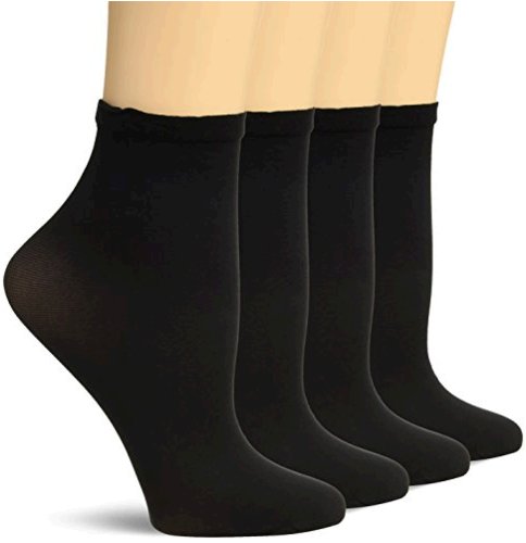 No Nonsense Women's Opaque Anklet Sock, 4 Pair Pack, black, One, Black ...